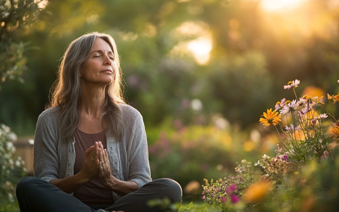 Woman praying for God to be with her and give her strength and peace.